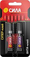 Супер-клей сверхпрочный 3г+антиклей СИЛА C0039400 Супер-клей сверхпрочный 3г+антиклей СИЛА C0039400