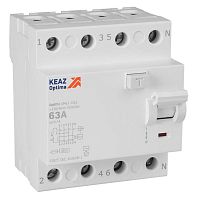 Выключатель дифференциального тока (УЗО) 4п 63А 100мА тип AC 4.5кА OptiDin DM63-4363 УХЛ4 КЭАЗ 343899 Выключатель дифференциального тока (УЗО) 4п 63А 100мА тип AC 4.5кА OptiDin DM63-4363 УХЛ4 КЭАЗ 343899