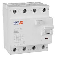 Выключатель дифференциального тока (УЗО) 4п 40А 300мА тип AC 4.5кА OptiDin DM63-4440 УХЛ4 КЭАЗ 343904 Выключатель дифференциального тока (УЗО) 4п 40А 300мА тип AC 4.5кА OptiDin DM63-4440 УХЛ4 КЭАЗ 343904