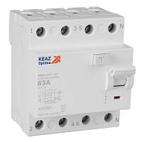 Выключатель дифференциального тока (УЗО) 4п 63А 300мА тип AC 4.5кА OptiDin DM63-4463 УХЛ4 КЭАЗ 343905 Выключатель дифференциального тока (УЗО) 4п 63А 300мА тип AC 4.5кА OptiDin DM63-4463 УХЛ4 КЭАЗ 343905